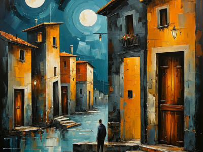 Magine Stilizzata In Stile Olio Su Tela Ispirata A
